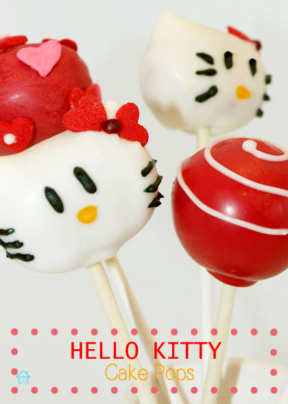 Hello Kitty, red and white cake pops, tutorial with video