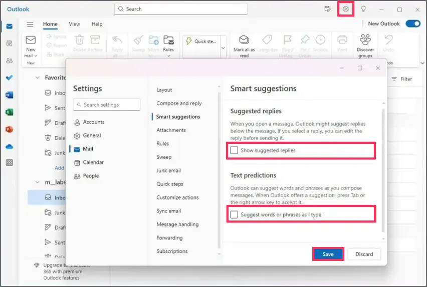 outlook-disable-smart-suggestions
