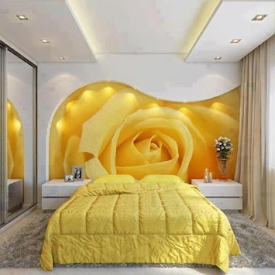 quarto de casal em amarelo