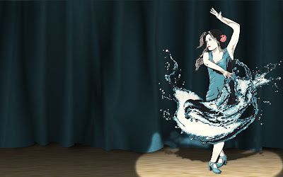 Female Dancer Dancing On Blue Stage Wallpapers