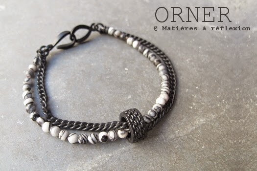 bracelet homme Orner paris - agate et chaine