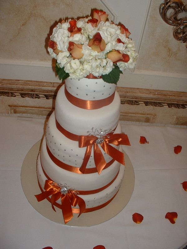 Orange and Bling Bling Wedding Cake Posted by Cakes by Styles at 711 PM