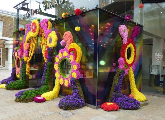 Floral installation in Duke of York Square, London, for Chelsea in Bloom 2018 free flower festival