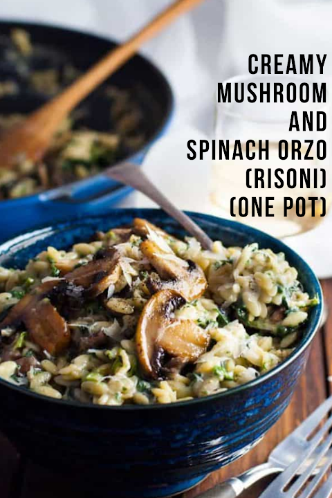 #Creamy #Mushroom and #Spinach #Orzo (#Risoni) (#One Pot)