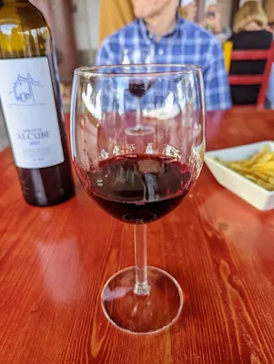 Glass of red wine at Quinta de Alcube Winery in Setúbal