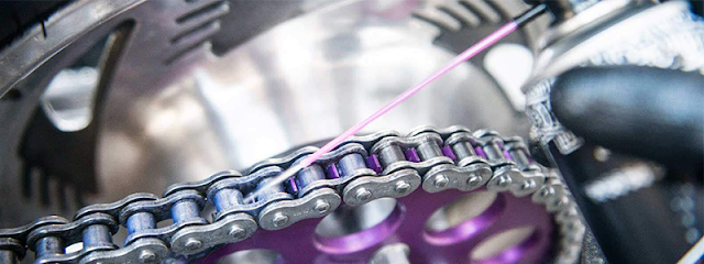 Cleaning Motorcycle Chain With Liquid 