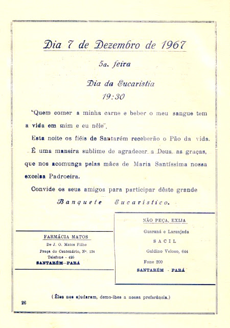 PROGRAMA DA FESTA DE NOSSA SENHORA DA CONCEIÇÃO - 1967 - PAG 26