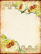Luscious creamy white roses, tatting lace, stylized floral background, . (cream )