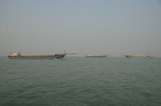 Ships in the Pearl River estuary in China