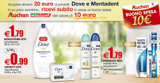 Logo Dove e Mentadent ti regalano buoni spesa da 10 euro