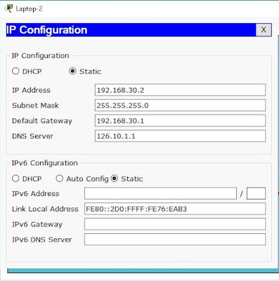 Konfigurasi Static Cisco Packet Tracer (1-Server,2-Router,1-Switch,4-Client)