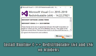 Install Runtime C ++ Redistributable x64 and x86 on windows