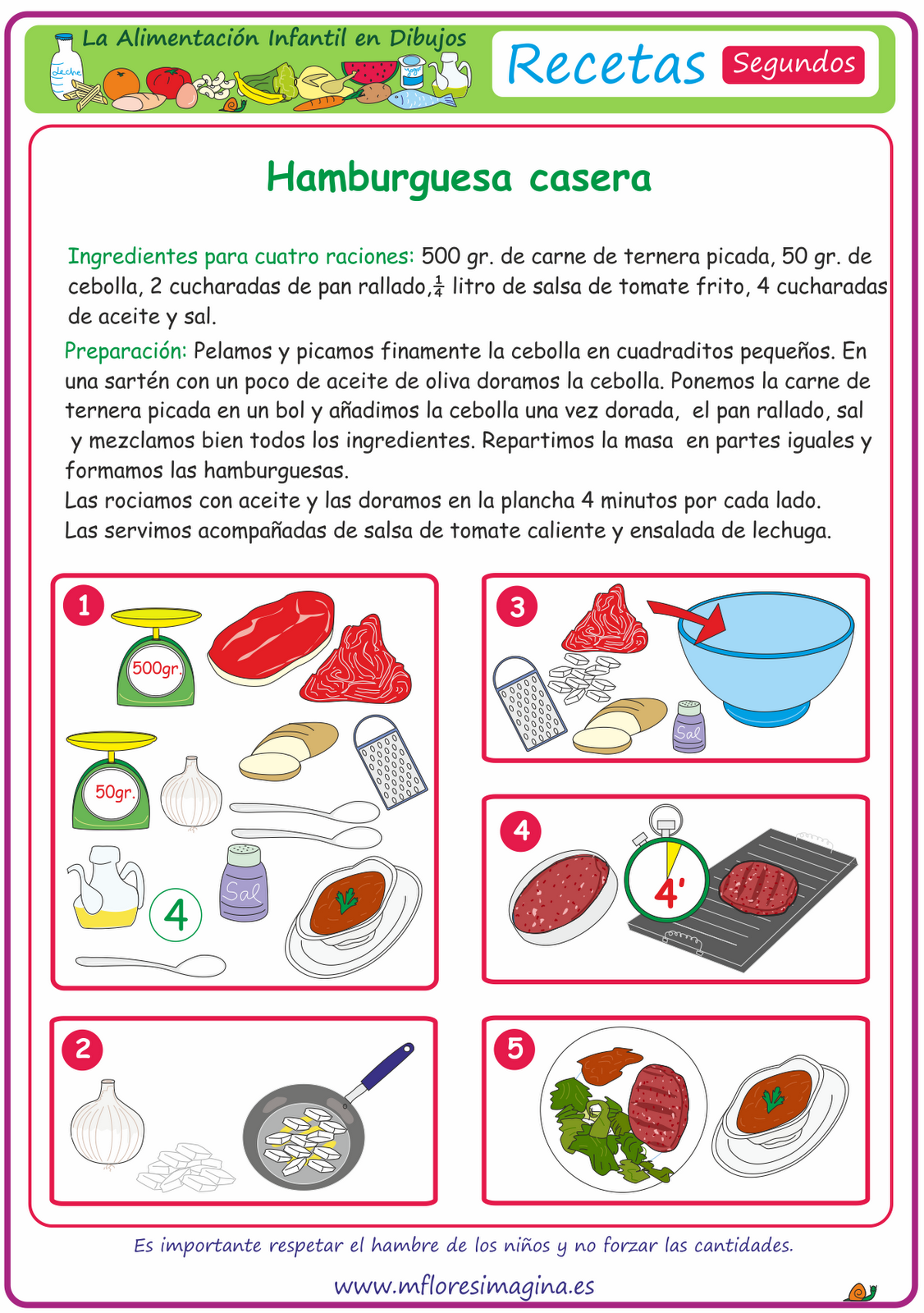 La alimentación infantil en dibujos: Segundos