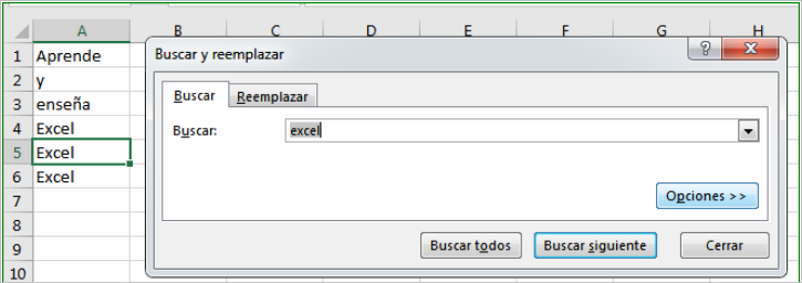 como buscar palabras en excel