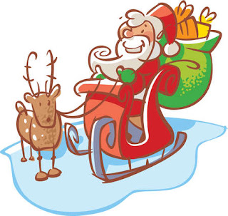 santa on the cart carrying gifts