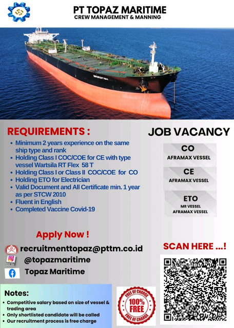 Loker Pelaut Kapal Topaz Maritime Crew Manning October 2023