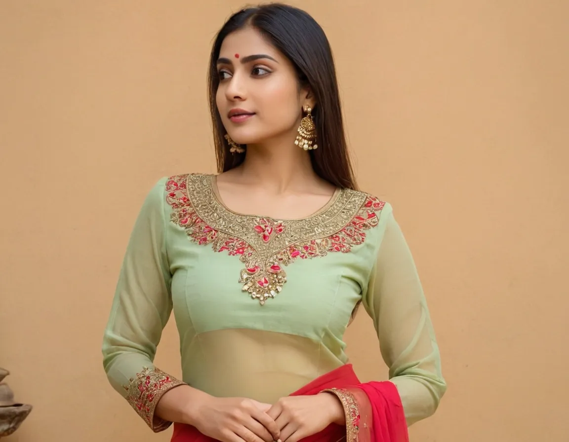 Front Low Neck Blouse Designs