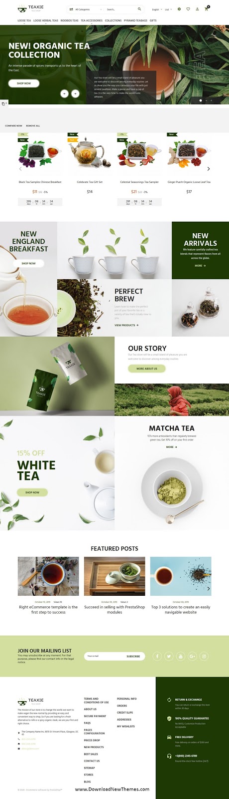 Organic and Herbal Tea Store PrestaShop Theme