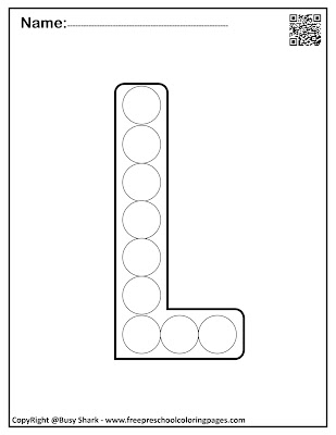 Letter L dot markers free preschool coloring pages ,learn alphabet ABC for toddlers