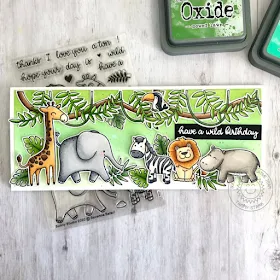 Sunny Studio Stamps: Savanna Safari Tropical Scenes Fabulous Flamingos Jungle Themed Birthday Card by Tammy Stark
