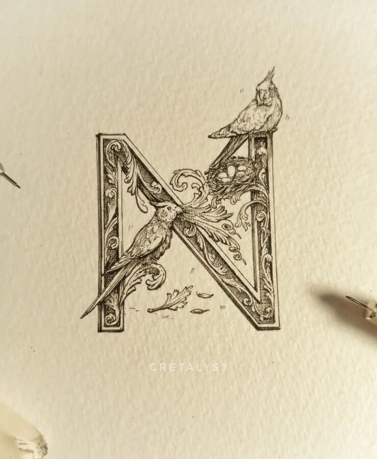 05-Letter-N-Ink-Calligraphy-Hardik-Singh-www-designstack-co