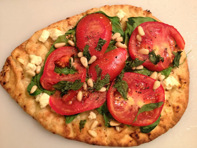 Fig and Rose Spinach Feta Tomato Pine Nut Pizza