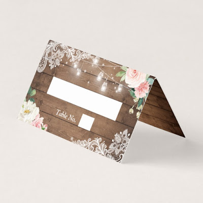  Mason Jar Lights Lace Floral Rustic Wedding Place Card