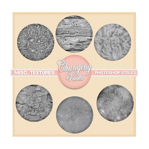 Seamless Photoshop Styles - Wood, Stone, Rock, Wool, Distressed Pattern Pack by Changing Vases
