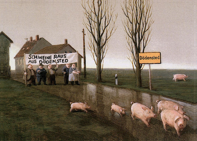 Michael Sowa,  an odd pig race between towns