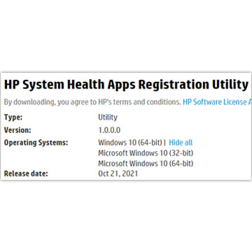 HP System Health Apps Registration Utility for Windows
