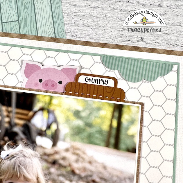 12x12 Country Girl Scrapbook Layout with cute pig sticker