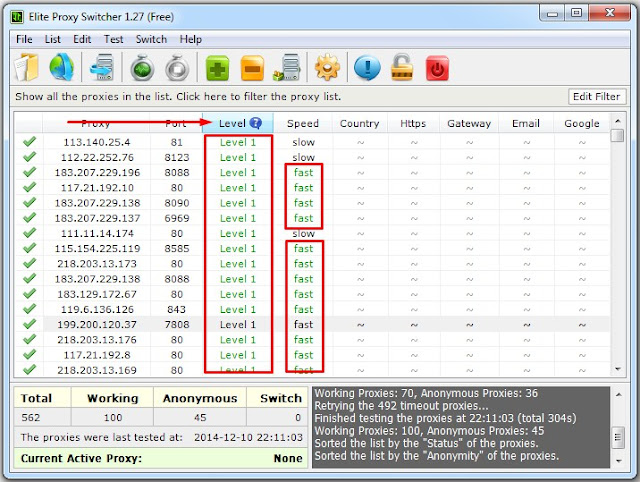 proxy level dan proxy speed