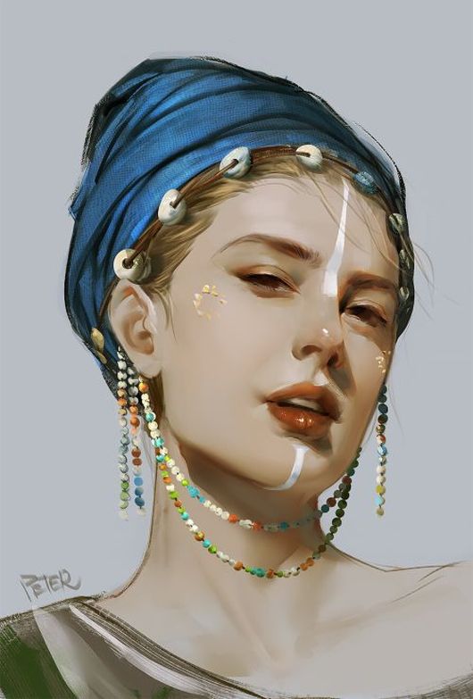 Peter Xiao artstation arte ilustrações pinturas digitais retratos femininos mulheres beleza