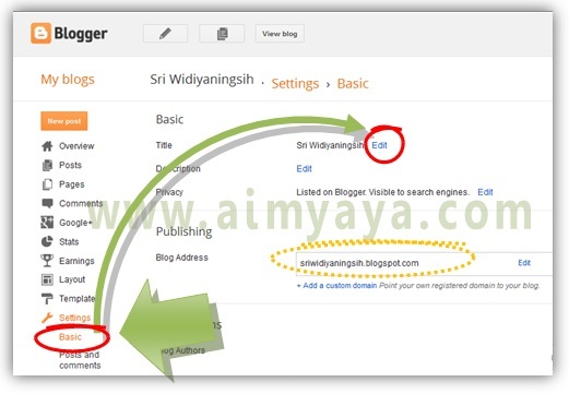  Gambar: Mengedit nama blog dan deskripsi blog di blogger