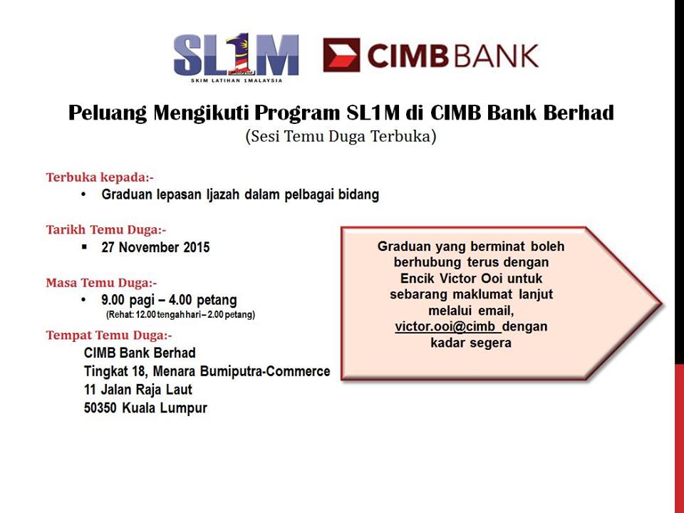 Temuduga Terbuka CIMB Bank SL1M Terkini  Panas