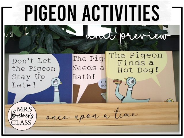 Pigeon book study activities unit with literacy printables, reading companion activities, and a craft for ANY Mo Willems Pigeon book in the series for Kindergarten and First Grade