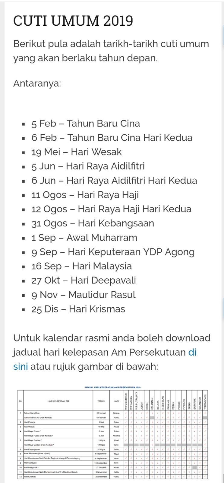 Ahmad Sanusi Husain Com Cuti Umum Malaysia 2019