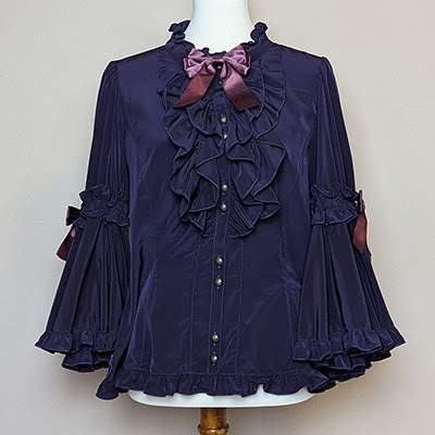 Metamorphose Princess Sleeve Standing Collar Frill Blouse (Plus Size) (2022) Purple