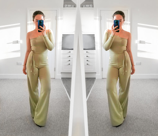 Sage Belted One Shoulder Jumpsuit - Evelyn