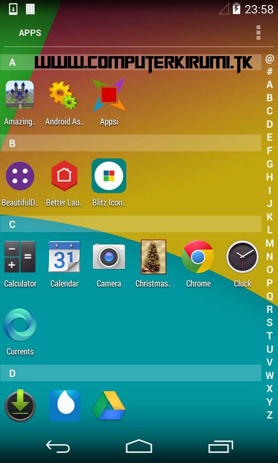 KITKAT LAUNCHER-Best ANDROID LAUNCHER WITH KITKAT THEME-menu sorted