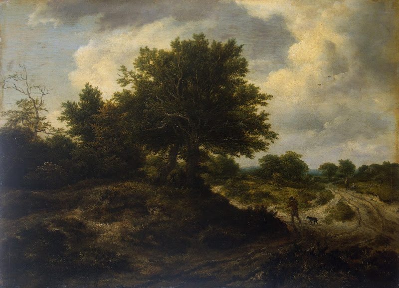 Landscape with a Traveller by Jacob Isaaksz van Ruisdael - Landscape Paintings from Hermitage Museum