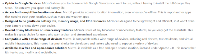 MicroG Features