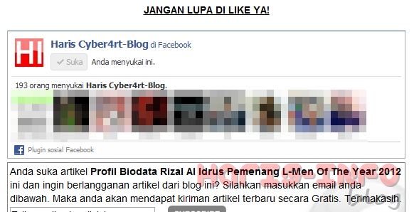 Cara Memasang Fanspage Facebook Di Akhir Postingan