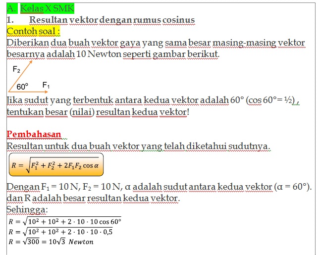 Contoh Soal Fisika SMK Kelas X Mid Ganjil 2015 ~ Fisika Tri Sukses