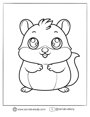 Free cute hamster coloring page , download and print for free