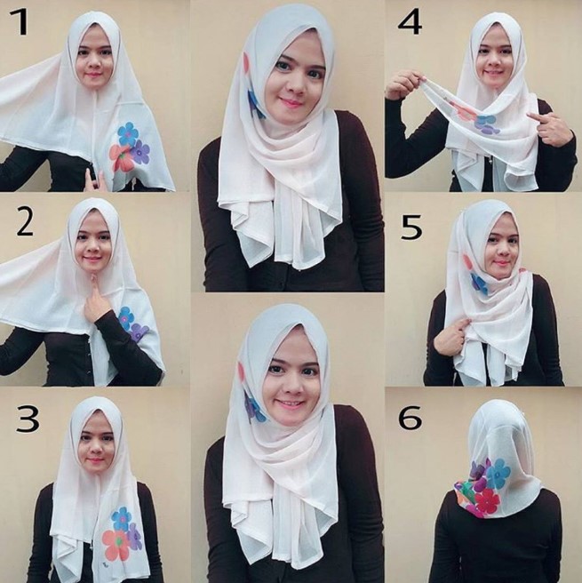 Terbaru 31+ Gambar Tutorial Hijab Segi Empat, Warna Jilbab