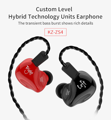 KZ ZS4 HiFi Dynamic Balanced Armature Earphone Noise Cancelling 3.5mm Wired Control Bass Headphone 