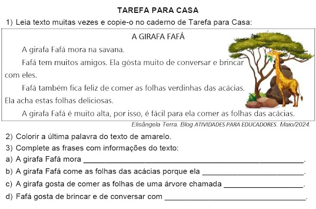 Texto A GIRAFA, de Elisângela Terra