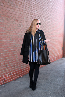 topshop oversized stripe top, topshop tunic top, blue stripe topshop blouse, boston fashion blogger, charlestown boston style, what i wore blog, blogger fashion