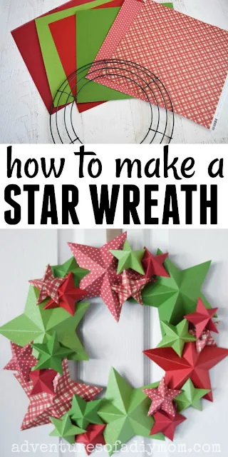 collage of supplies and 3d star wreath